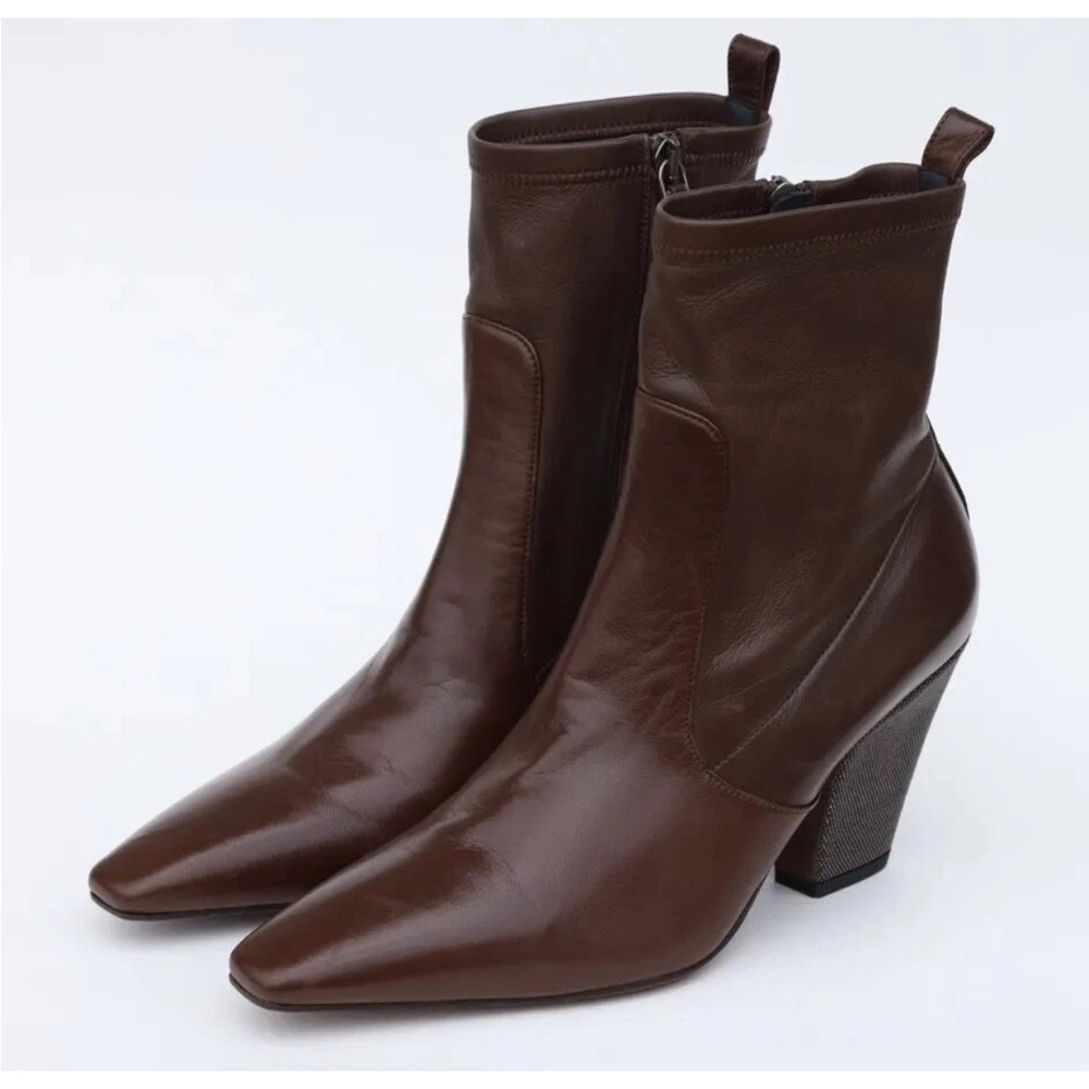 Brunello Cuccinelli Brown Leather Ankle Boots